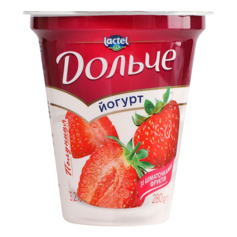 Йогурт Дольче полуниця 3.2% стакан 280г